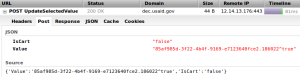 Screenshot of Firebug net panel showing AJAX request to DEC