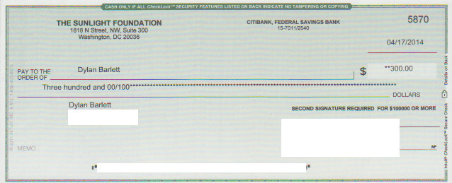 Sunlight Foundation check